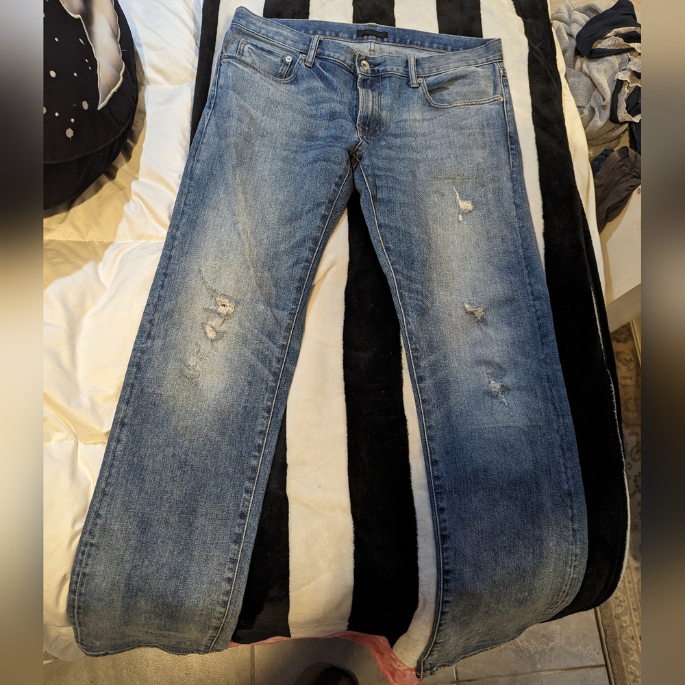 Uniqlo selvedge distressed jeans